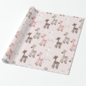 Mooie Baby Roze Giraffe Cadeaupapier (Uitgerold)