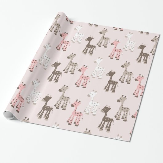 Mooie Baby Roze Giraffe Cadeaupapier (Uitgerold)