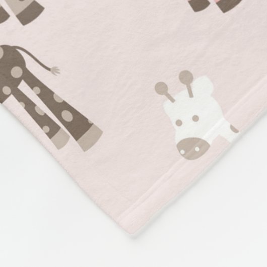 Mooie Baby Roze Giraffe Fleece Deken (Hoek)