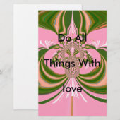 Mooie baby roze groene en witte Kaleidoscoop Briefpapier (Voorkant / Achterkant)