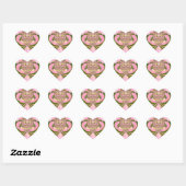 Mooie baby roze groene en witte Kaleidoscoop Hart Sticker (Vel)