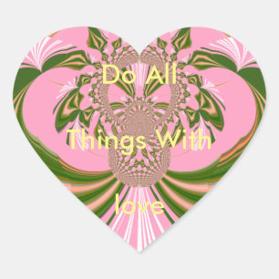 Mooie baby roze groene en witte Kaleidoscoop Hart Sticker