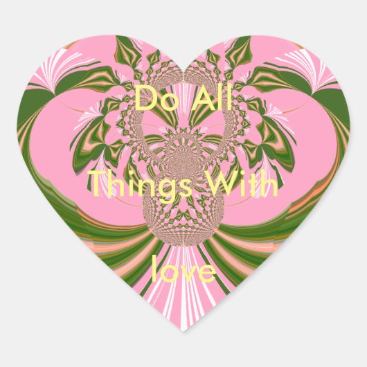 Mooie baby roze groene en witte Kaleidoscoop Hart Sticker (Voorkant)