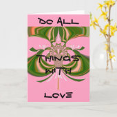 Mooie baby roze groene en witte Kaleidoscoop Kaart (Gele Bloem)