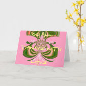 Mooie baby roze groene en witte Kaleidoscoop Kaart (Gele Bloem)