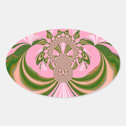 Mooie baby roze groene en witte Kaleidoscoop Ovale Sticker (Voorkant)