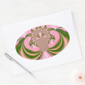 Mooie baby roze groene en witte Kaleidoscoop Ovale Sticker (Envelop)