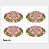 Mooie baby roze groene en witte Kaleidoscoop Ovale Sticker (Vel)