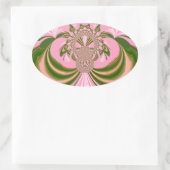 Mooie baby roze groene en witte Kaleidoscoop Ovale Sticker (Tas)