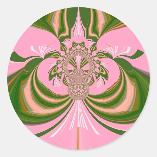 Mooie baby roze groene en witte Kaleidoscoop Ronde Sticker (Voorkant)