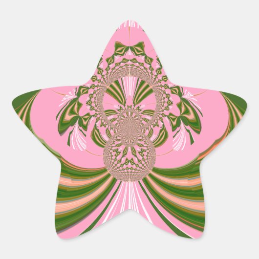Mooie baby roze groene en witte Kaleidoscoop Ster Sticker (Voorkant)