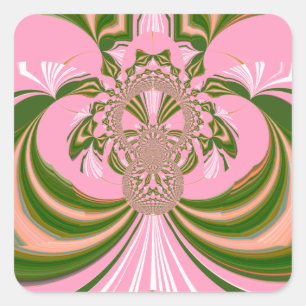 Mooie baby roze groene en witte Kaleidoscoop Vierkante Sticker