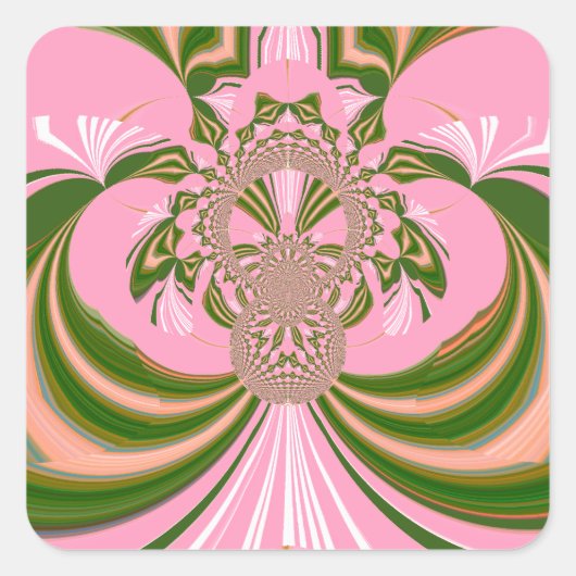 Mooie baby roze groene en witte Kaleidoscoop Vierkante Sticker (Voorkant)