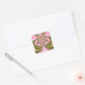 Mooie baby roze groene en witte Kaleidoscoop Vierkante Sticker (Envelop)