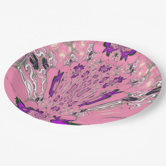 Mooie baby roze paarse monogram papieren borden papieren bordje (Gekanteld)