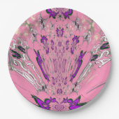 Mooie baby roze paarse monogram papieren borden papieren bordje (Voorkant)