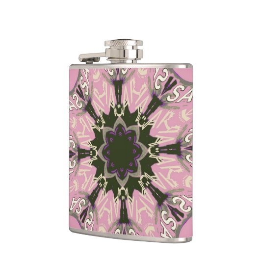 Mooie baby roze paarse schaduwmotief heupfles (Links)