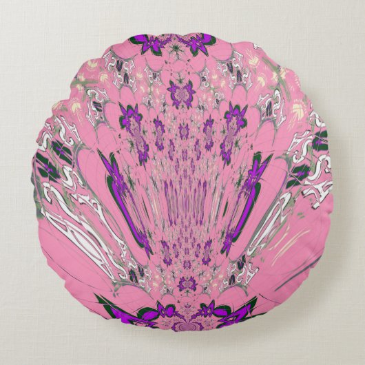 Mooie baby roze paarse schaduwmotief rond kussen (Voorkant)