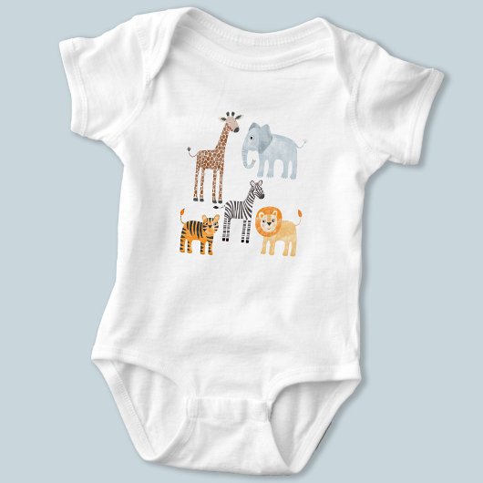 Mooie baby safari dier waterverf romper