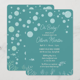 Mooie baby shower jongen aqua vispark aantrekkelij kaart