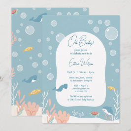 Mooie baby shower jongen aqua vispark charmante oc kaart