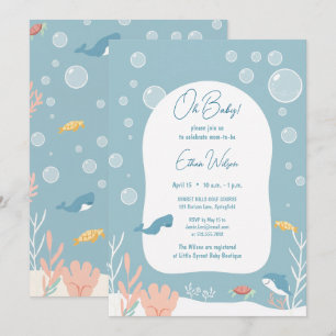 Mooie baby shower jongen aqua vispark charmante oc kaart