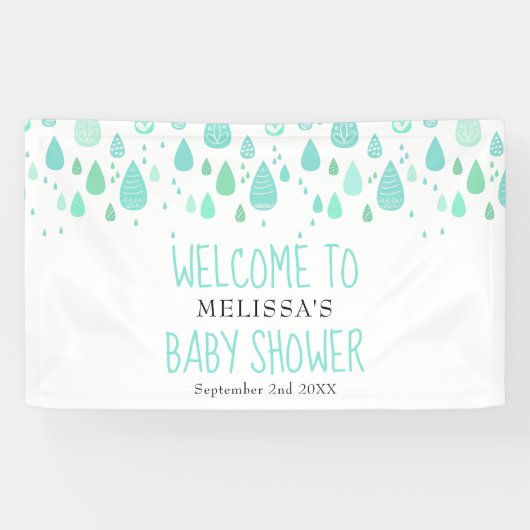 Mooie baby shower met regendruppels / strooispette spandoek (Horizontaal)