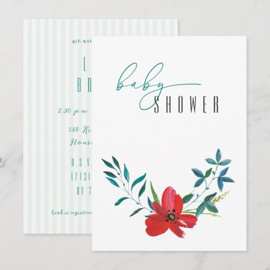 Mooie Baby shower uitnodiging Sjabloon (Voorkant / Achterkant)