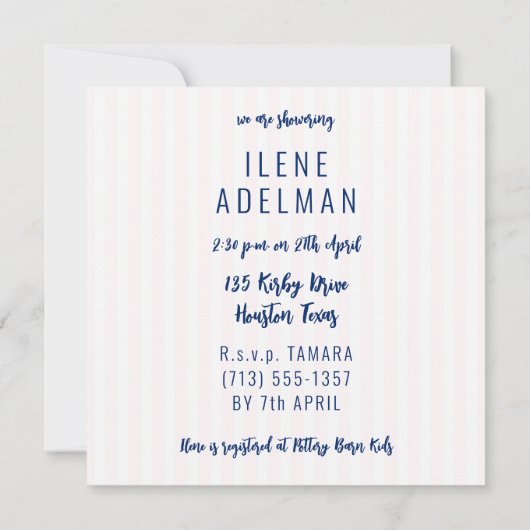 Mooie Baby showers uitnodigings Sjabloon (Achterkant)