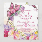 Mooie Baby showers vlinder waterverf Kaart (Voorkant / Achterkant)