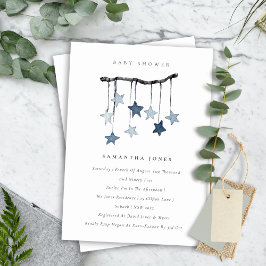 Mooie baby ster mobiel blauwe jongen baby shower u bedankkaart