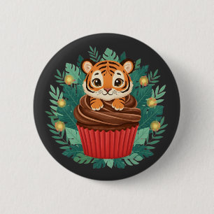 Mooie Baby Tijger Cupcake Schattig Jungle Dier Ronde Button 5,7 Cm