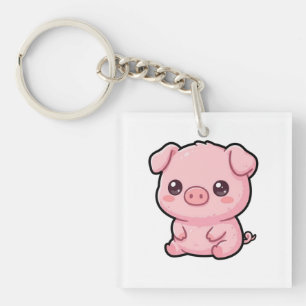 Mooie Baby Varkens Acryl Sleutelhanger