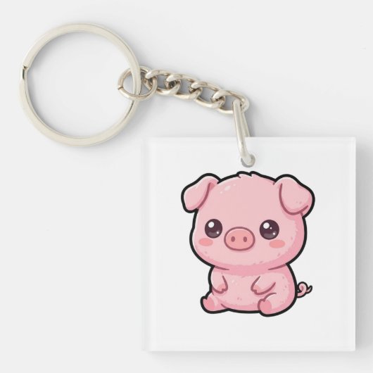 Mooie Baby Varkens Acryl Sleutelhanger (voorkant)