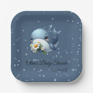 Mooie baby walvis baby shower papieren bord