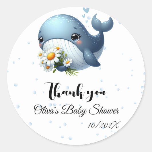 Mooie Baby Walvis Baby Shower Sticker (Voorkant)