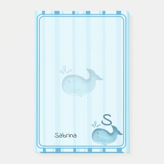 Mooie Baby Walvis Blauwe Strepen Post-It Notities Post-it® Notes (Voorkant)