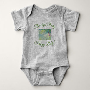 Mooie baby zachte blauwe, gele roze waterverf romper