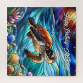 Mooie Baby Zeeen schildpad in kleurrijk Zee Legpuzzel (Horizontaal)