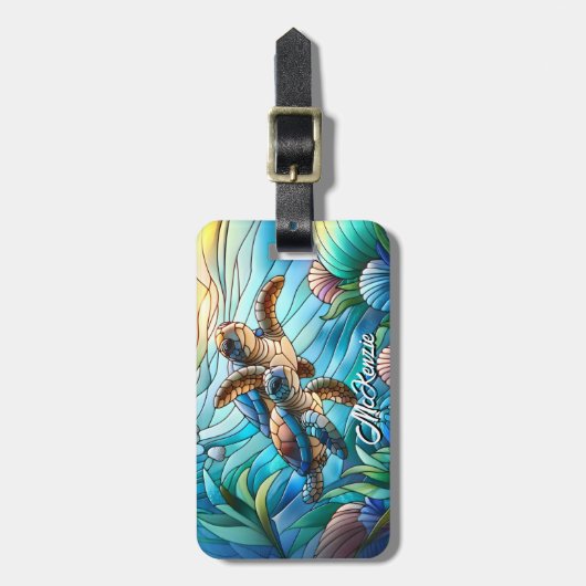 Mooie Baby Zeeen schildpadden in kleurrijk Zee Bagagelabel (Voorkant verticaal)