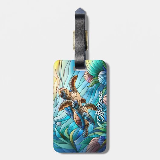 Mooie Baby Zeeen schildpadden in kleurrijk Zee Bagagelabel (Achterkant verticaal)