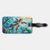 Mooie Baby Zeeen schildpadden in kleurrijk Zee Bagagelabel (Achterkant horizontaal)