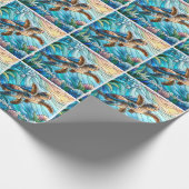 Mooie Baby Zeeen schildpadden in kleurrijk Zee Cadeaupapier (Hoek)