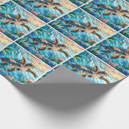 Mooie Baby Zeeen schildpadden in kleurrijk Zee Cadeaupapier (Hoek)