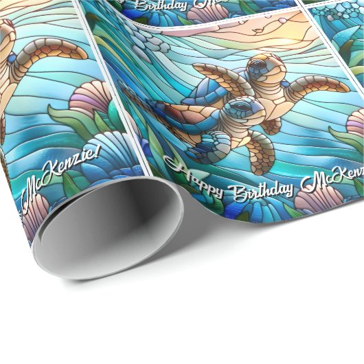 Mooie Baby Zeeen schildpadden in kleurrijk Zee Cadeaupapier (Rol Hoek)