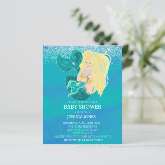 Mooie Baby Zeemeerminningsuitnodiging (Staand voorkant)