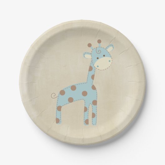 Mooie babyblauwe Giraffe Papieren Bordje (Voorkant)