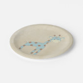 Mooie babyblauwe Giraffe Papieren Bordje (Gekanteld)