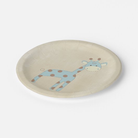 Mooie babyblauwe Giraffe Papieren Bordje (Gekanteld)