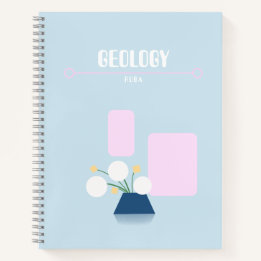 Mooie babyblauwe notitieboek met geometrische bloe